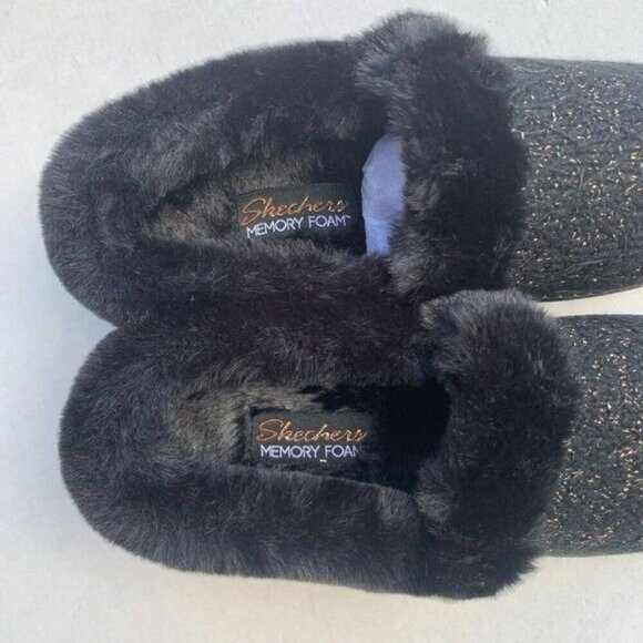 Skechers Womens Cozy Lite Sparkle Knit Slippers - Sweet Walk Sz 6 in Black - Picture 6 of 11